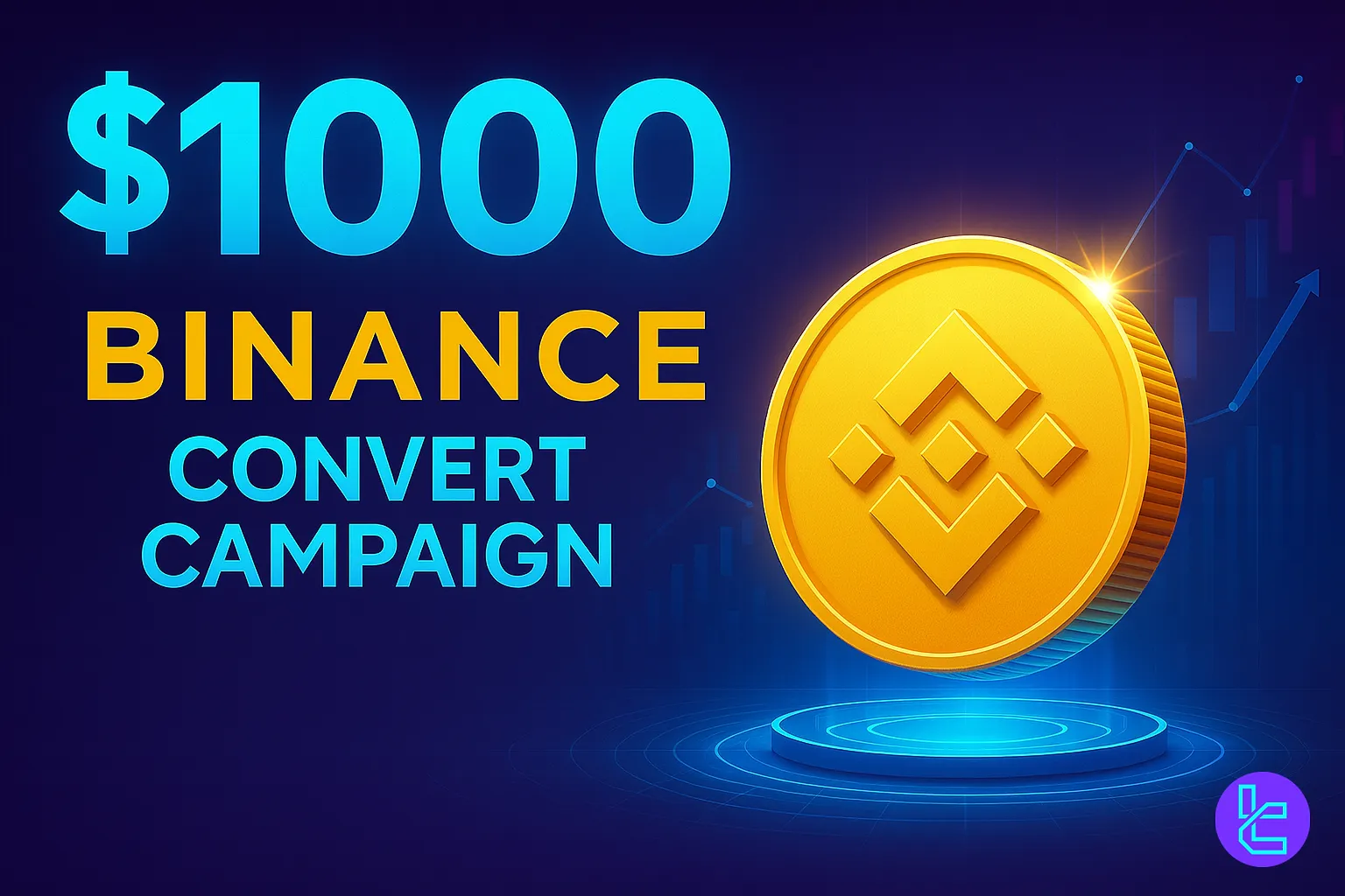 Binance Convert Campaign $1000 reward banner with golden coin TradingFinder