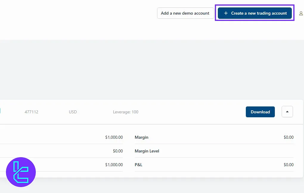 Open a Real Account option in the ICM.com member area