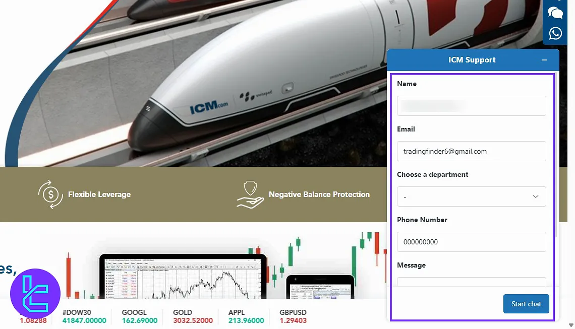 Support section in the ICM.com dashboard