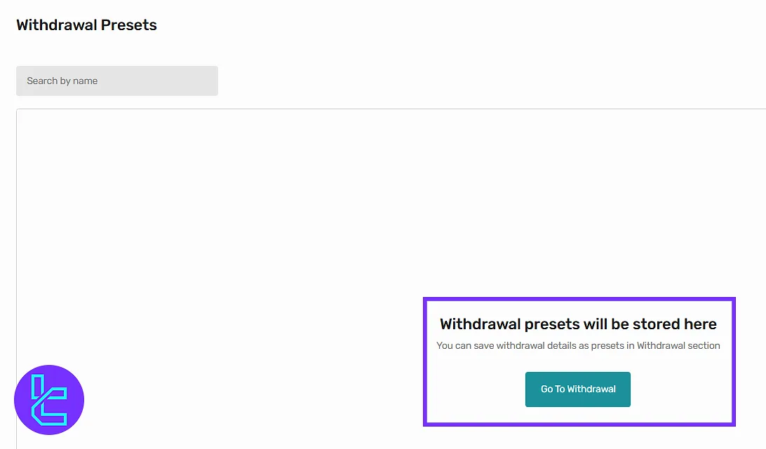 Withdrawal Preset option in the Varianse dashboard