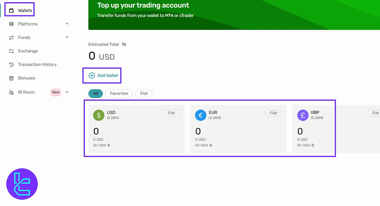 Varianse panel, wallet management, and add wallet