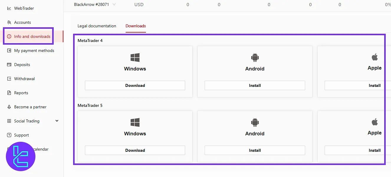 MT4 & MT5 Downloads in the FXGlobe client area