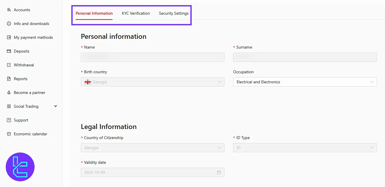 FXGlobe profile settings panel