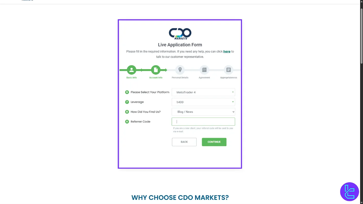 CDOMarkets live account types