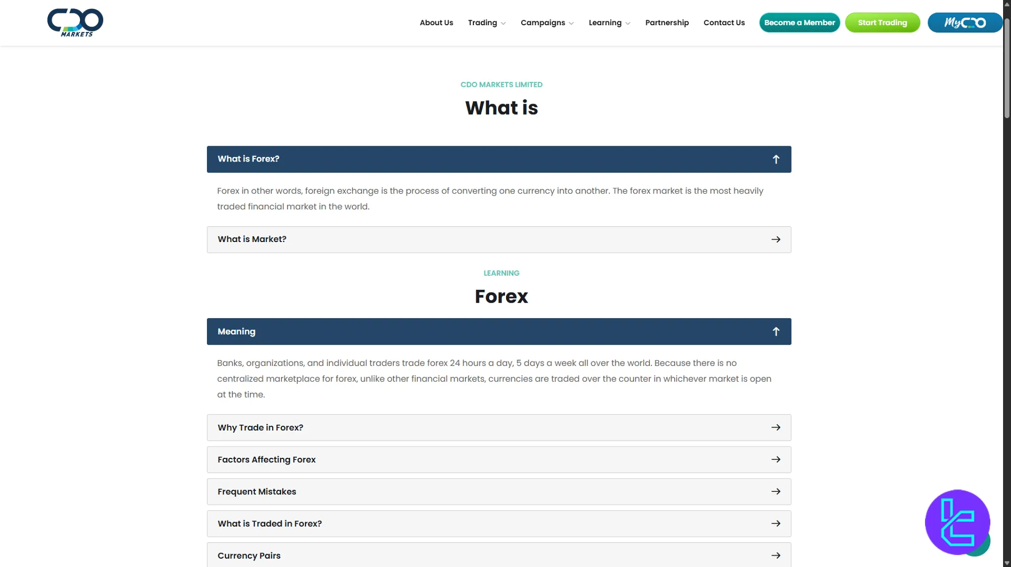 CDOMarkets learning tools