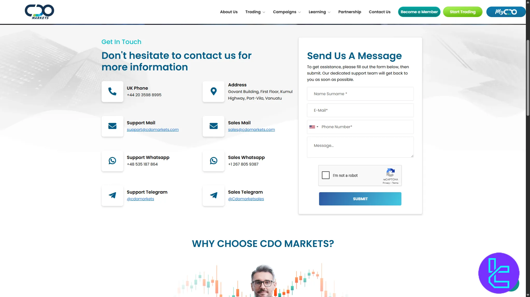 CDOMarkets contact support