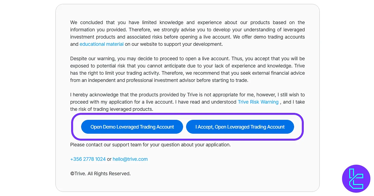Trive Invest account setup live account