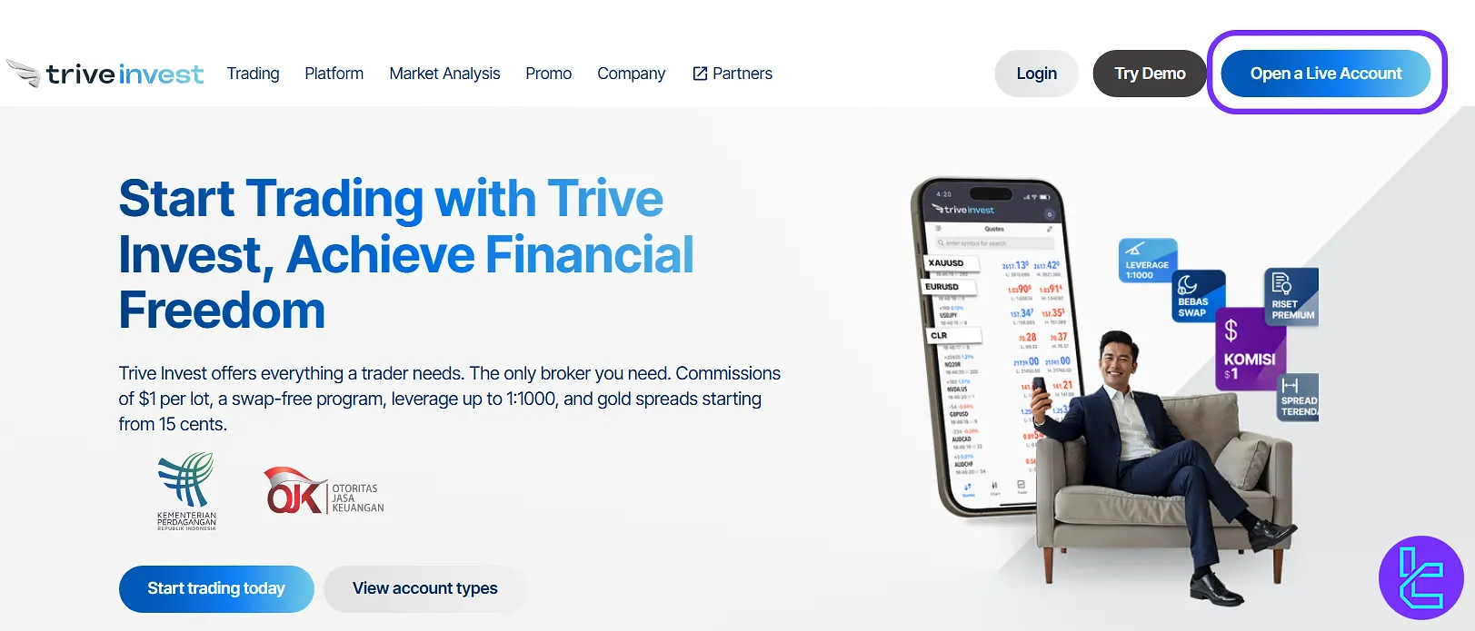 Trive Invest signup page