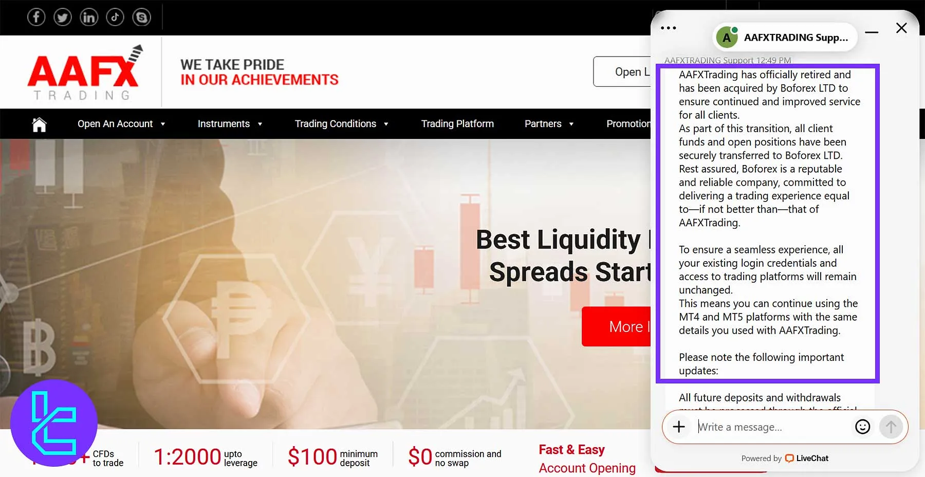 AAFX Trading retirement and migration to Boforex LTD