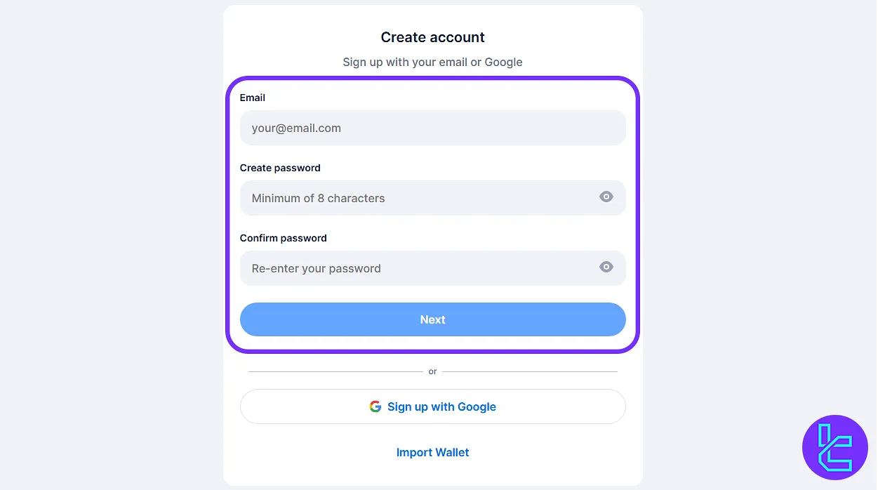 Blockchain.com setup form