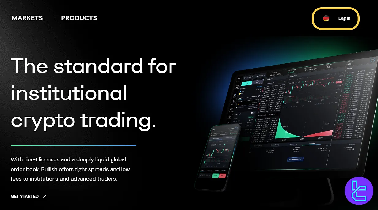 Bullish account setup login page
