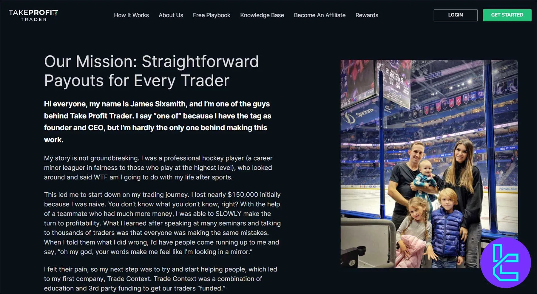 James Sixsmith, CEO of Take Profit Trader and former professional hockey player