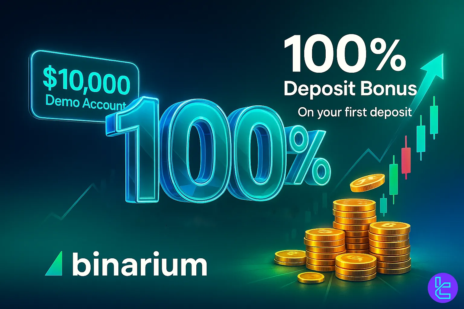 Binarium %100 Deposit Bonus with $10,000 demo account offer