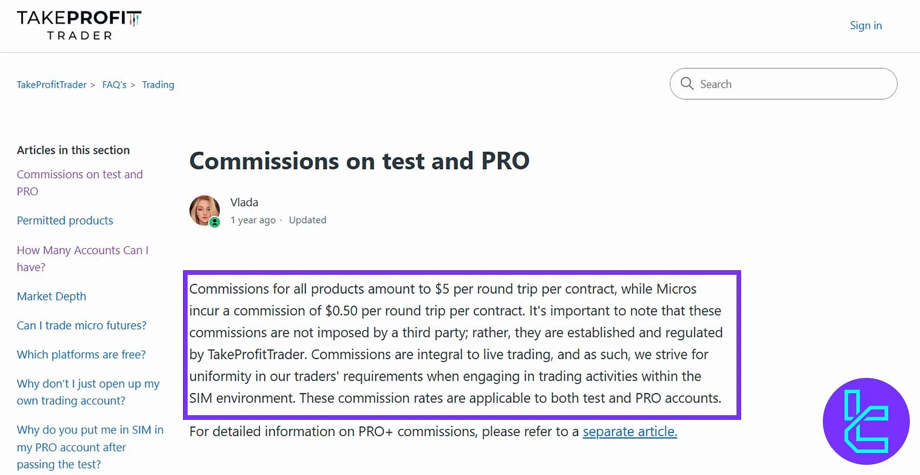 Take Profit Trader Commissions