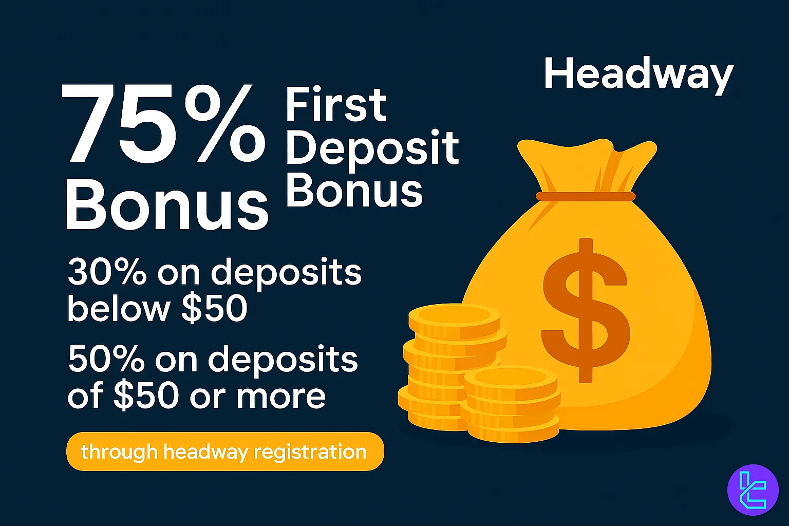 Headway 75% first deposit bonus offer