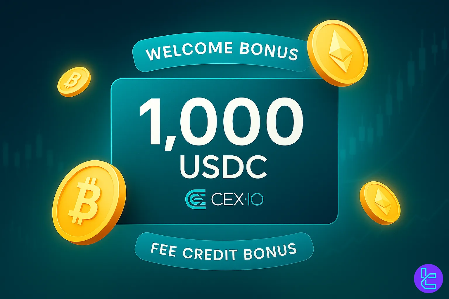 CEX.IO 1000 USDC Welcome Bonus offer banner.