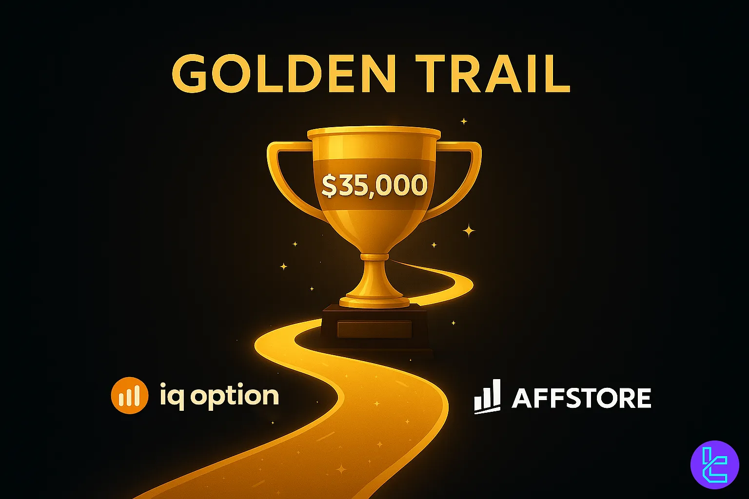 Golden Trail campaign banner for IQ Option affiliate contest.