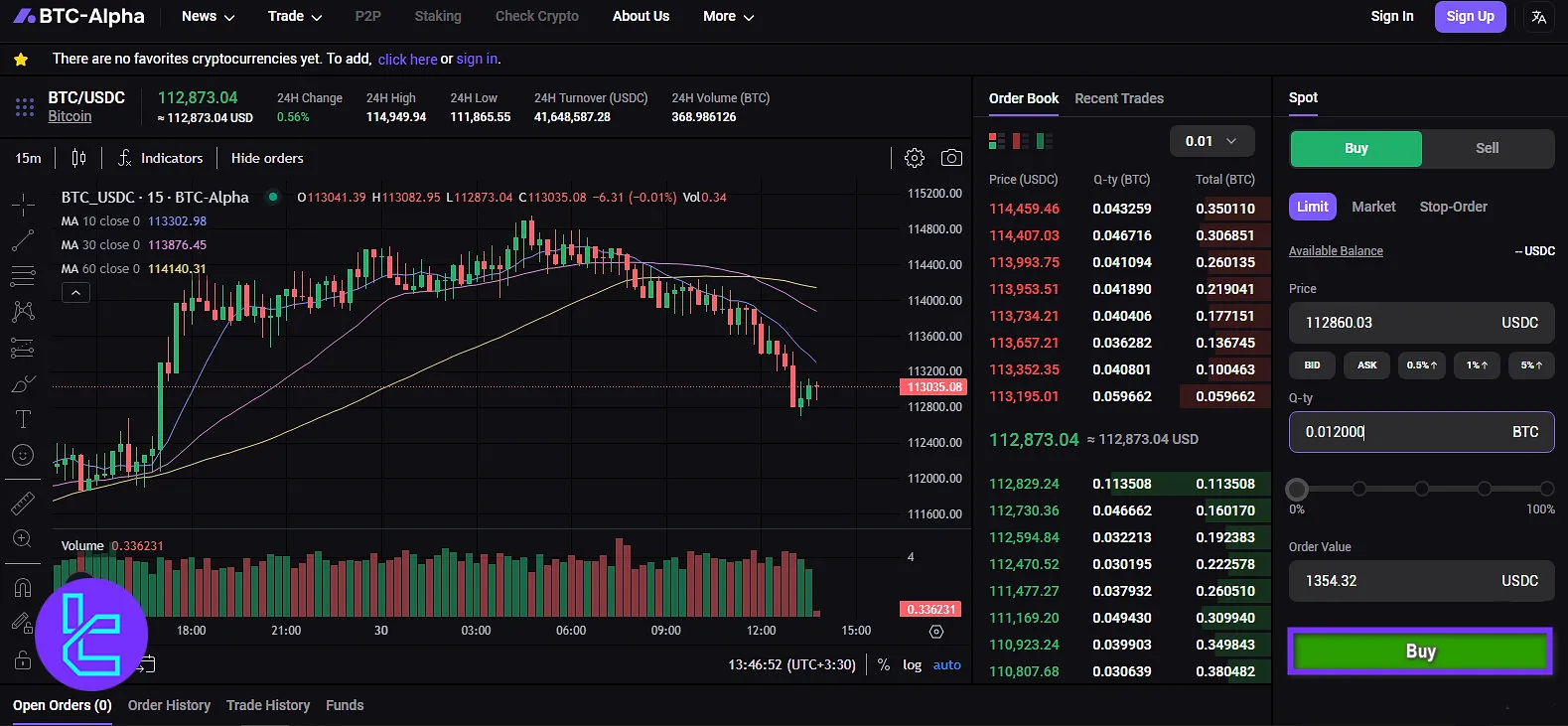 BTC-Alpha trade confirmation