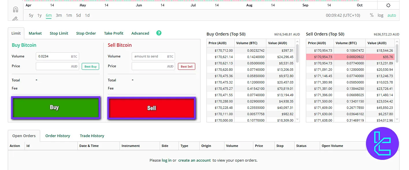 BTC Markets trade confirmation