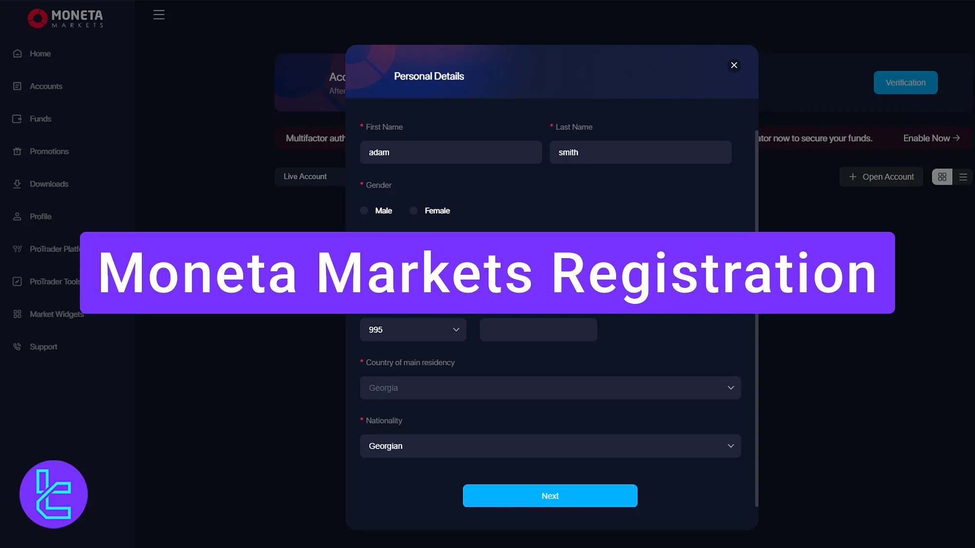 Moneta Markets registration