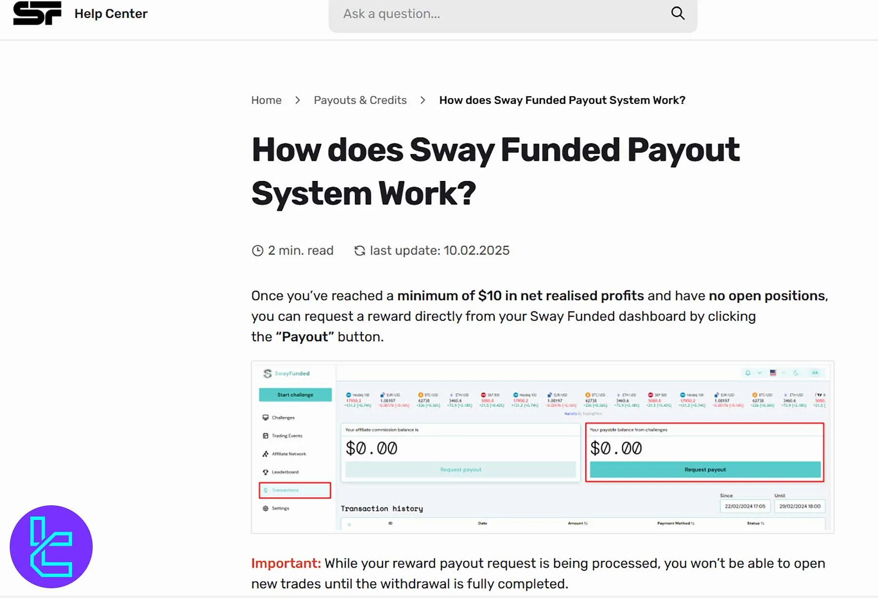 Sway Funded payout eligibility rules and crypto withdrawal options