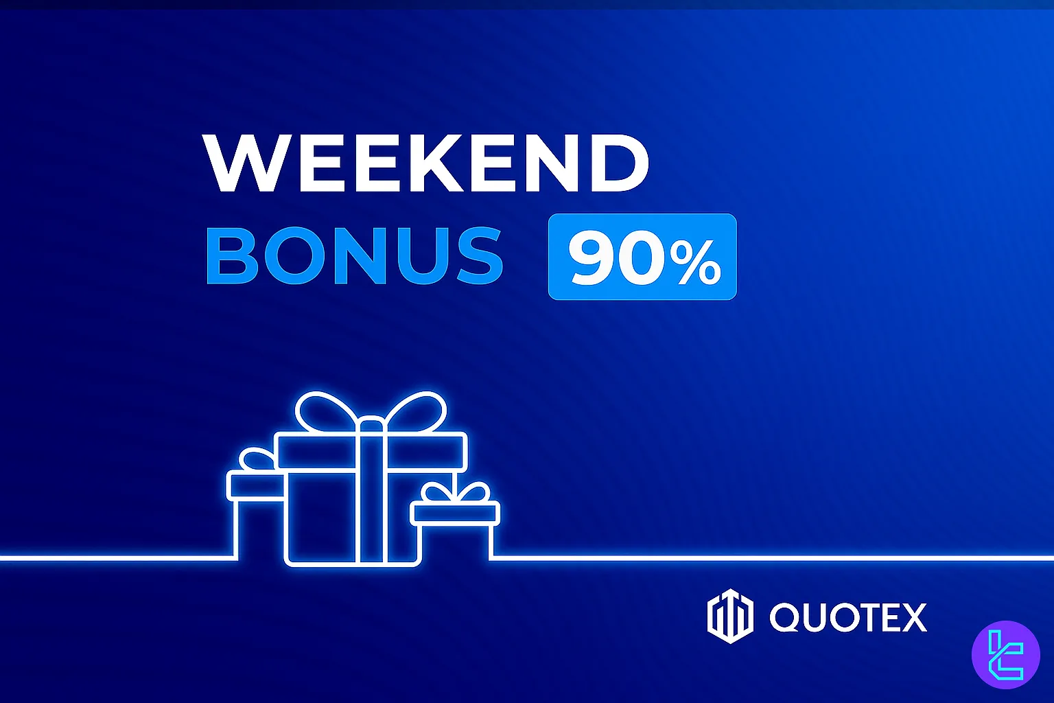 Quotex 90% deposit bonus promotion with WKND90 promo code