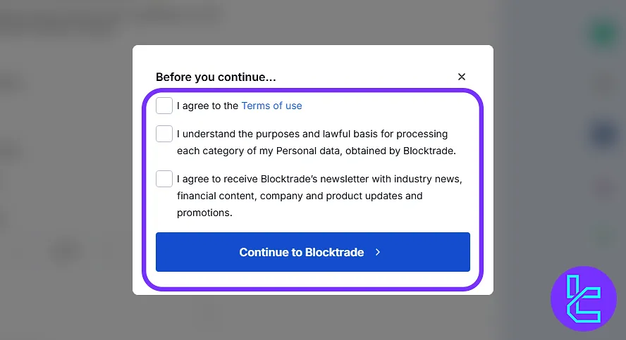 Blocktrade account setup terms and conditions