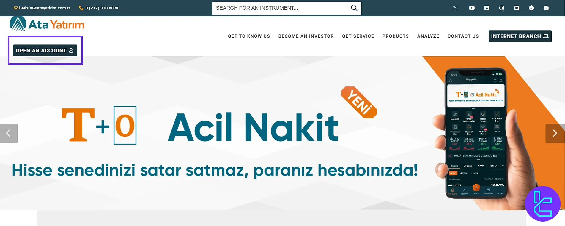 Ata Yatırım official website interface