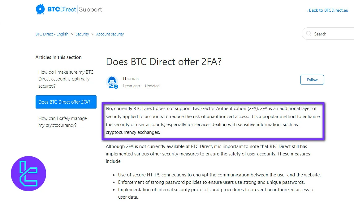 BTC Direct security
