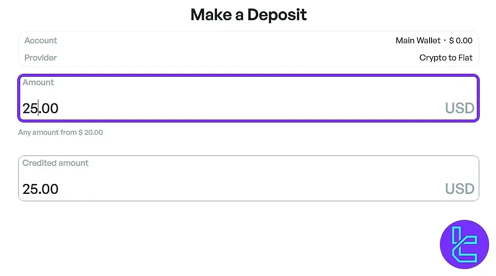 Enter deposit amount