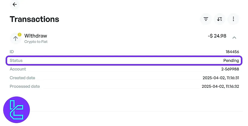 AMEGA Withdrawal transaction history