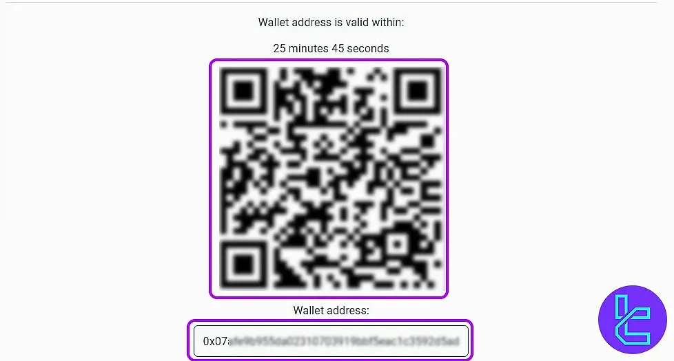 Wallet address and QR code for Esperio USDT deposit