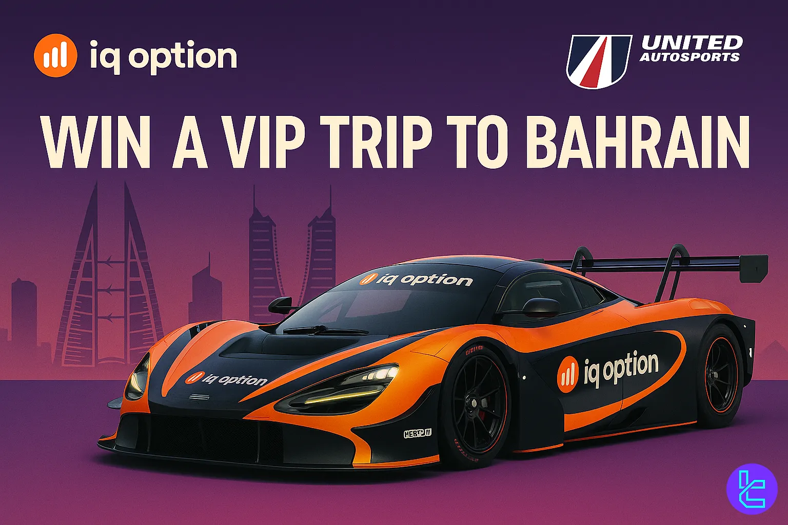 IQ Option branding in Bahrain background
