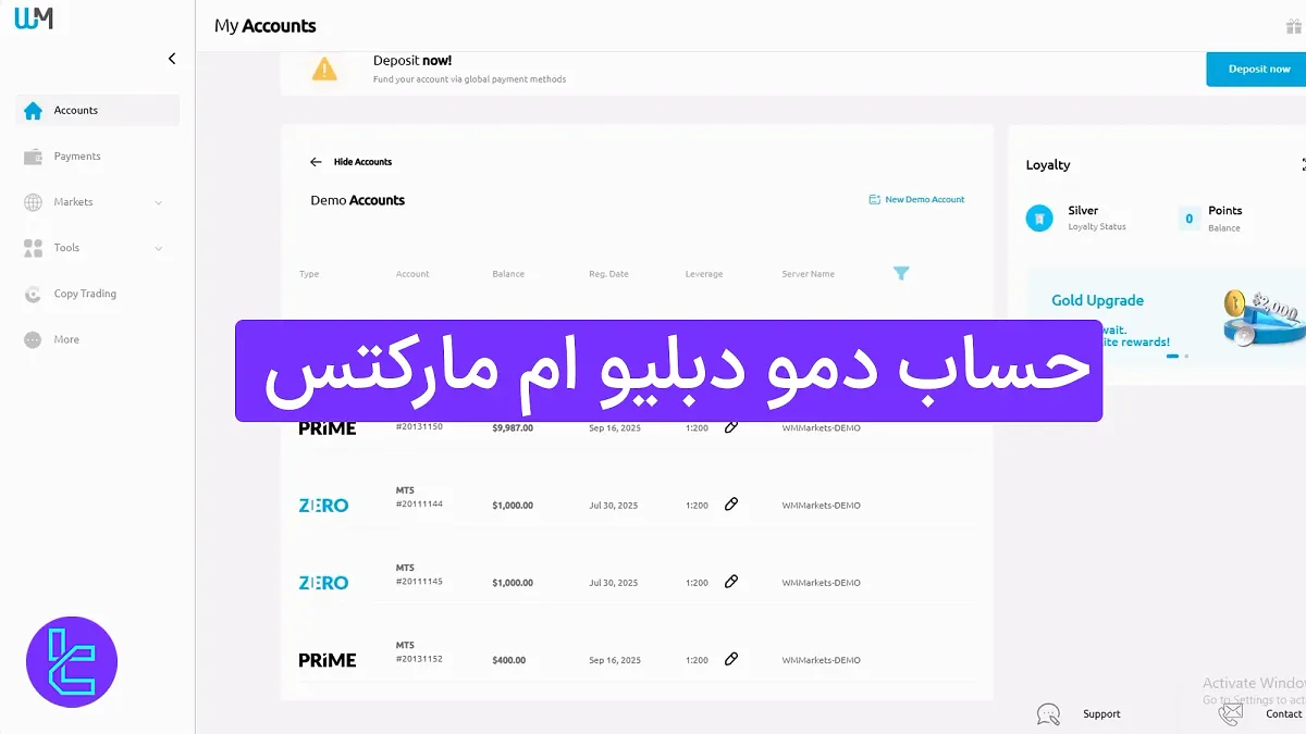 حساب دمو دبلیو ام مارکتس (WM Markets) 1404 [ساخت حساب آزمایشی با لوریج 1:1000]