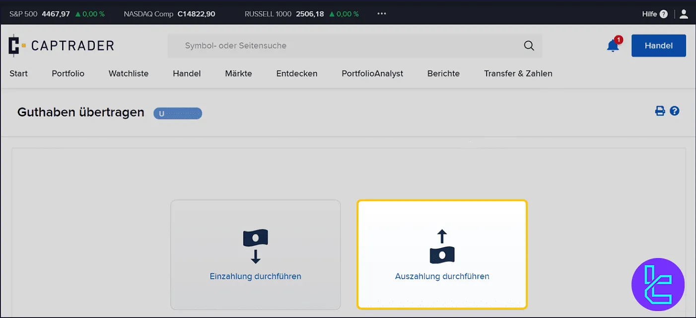 Withdrawal at CapTrader