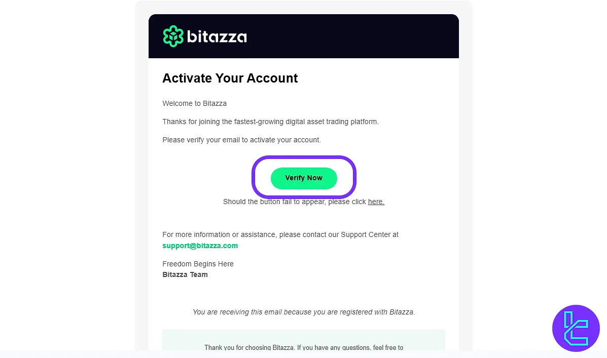 Bitazza signup email verification link