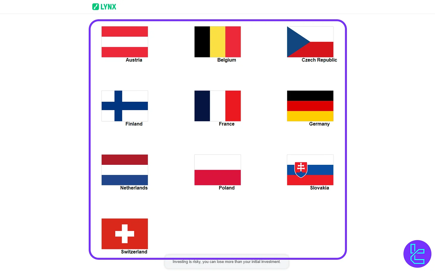 Country selection during LYNX broker signup