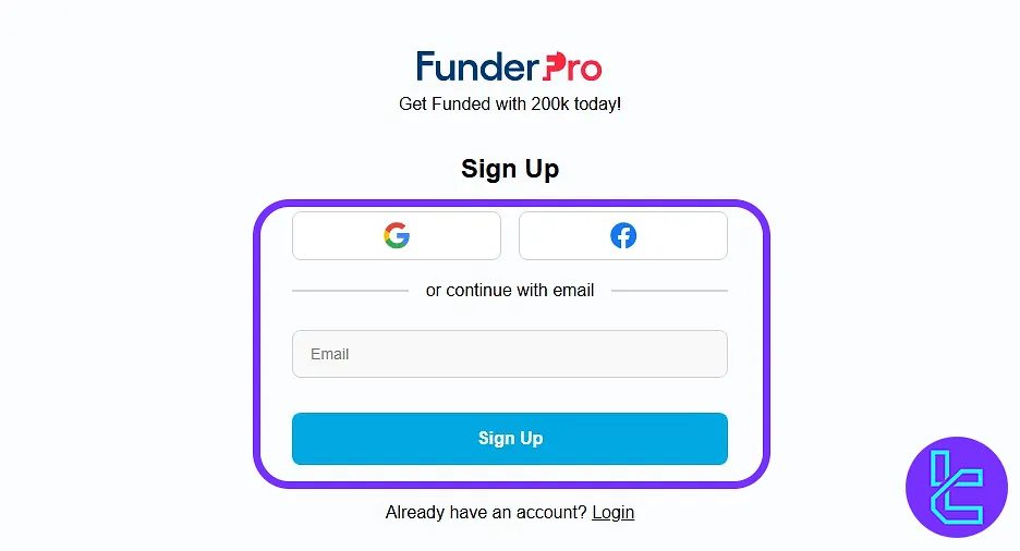 FunderPro signup form
