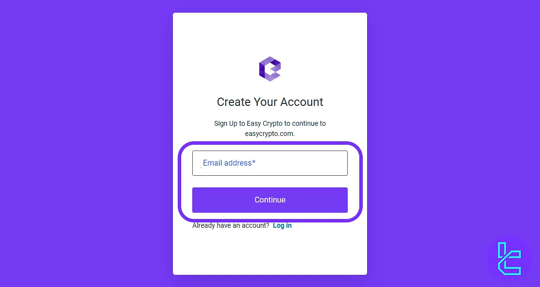 Email entry field for Easy Crypto signup