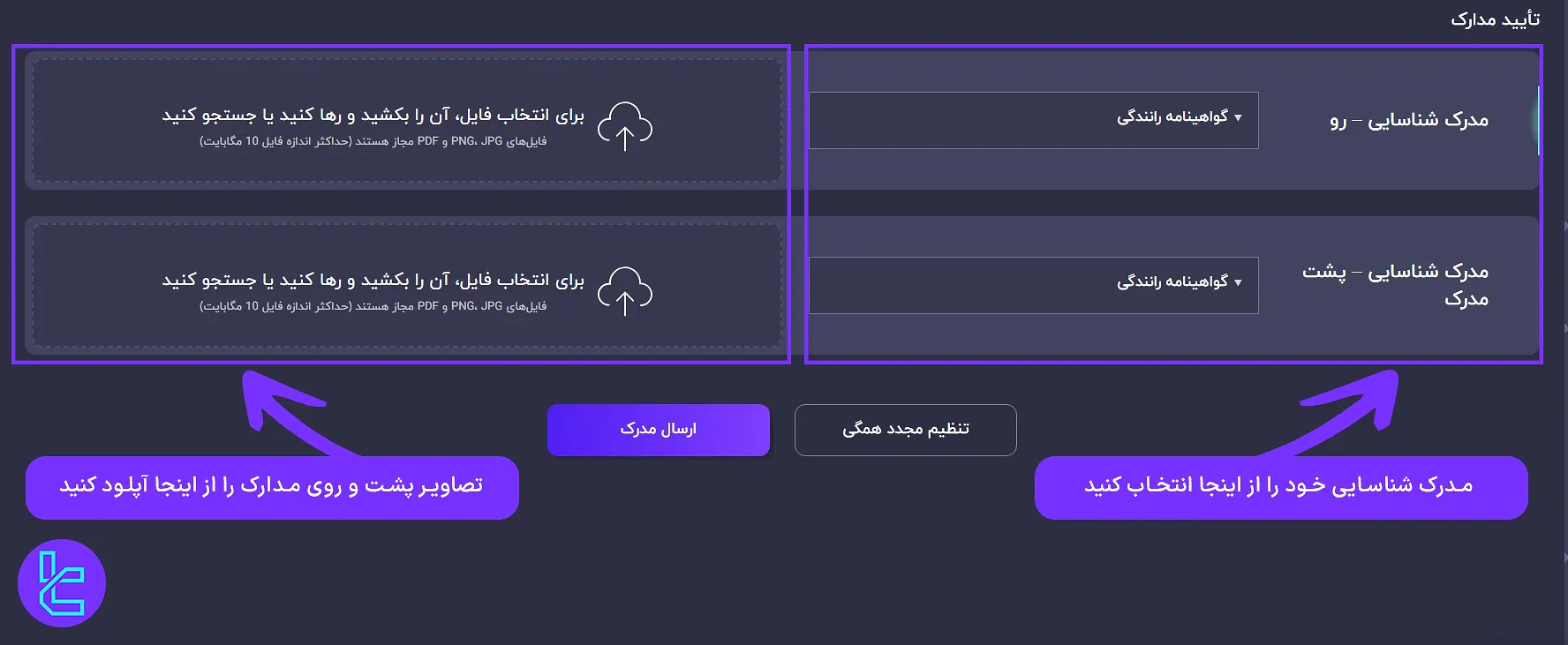 آپلود مدارک هویتی برای تایید هویت در اینوسلو
