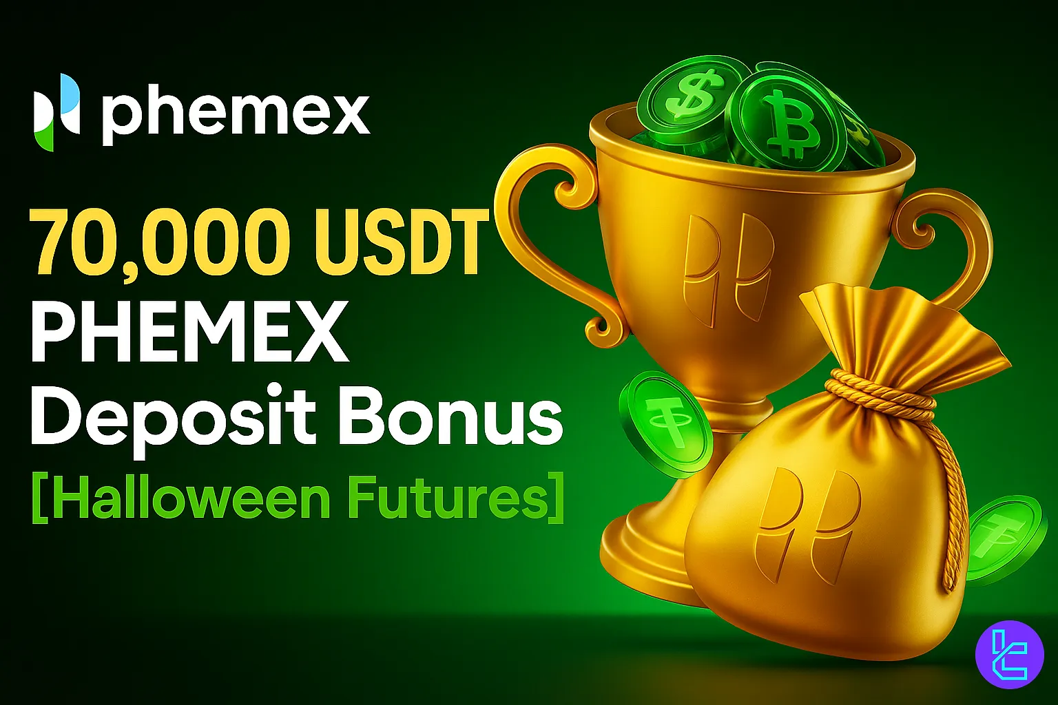 Phemex Halloween Bonus Event with Pumpkins and Trophy