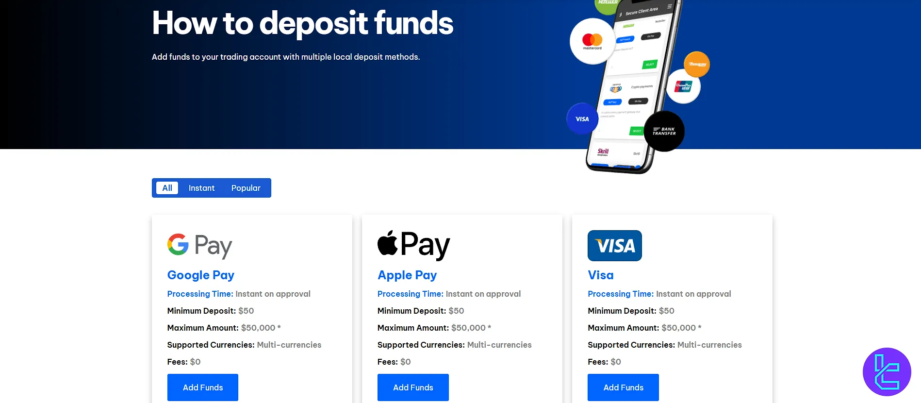 BlackBull deposit methods list