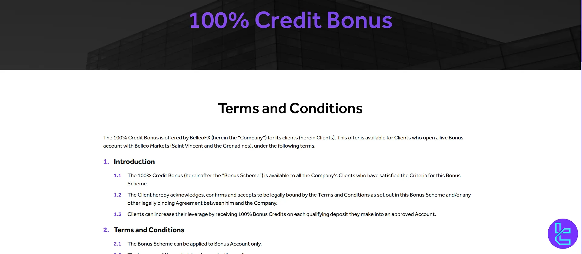BelleoFX bonus and promotions