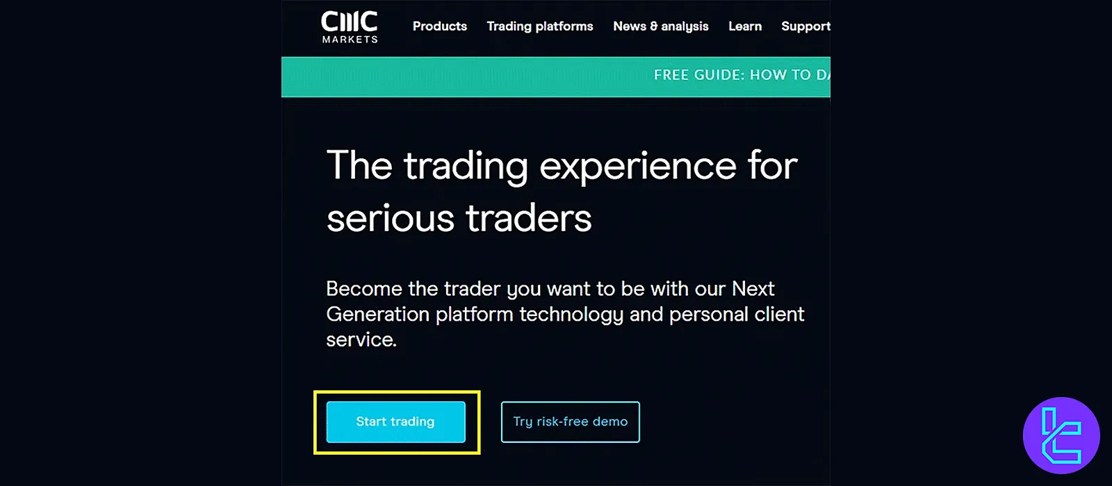 CMC Markets registration page interface