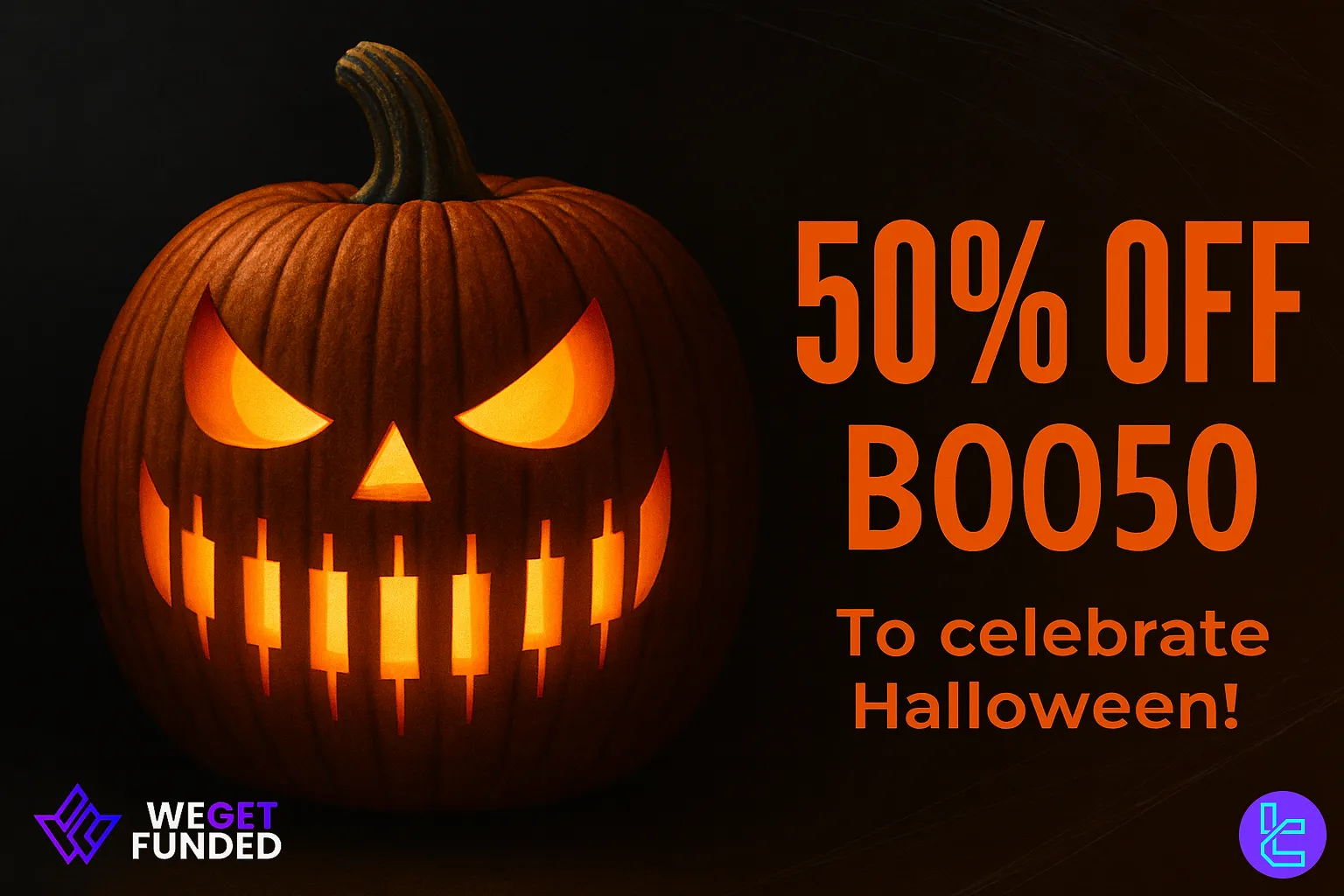 Halloween promo with BOO50 code from WeGetFunded
