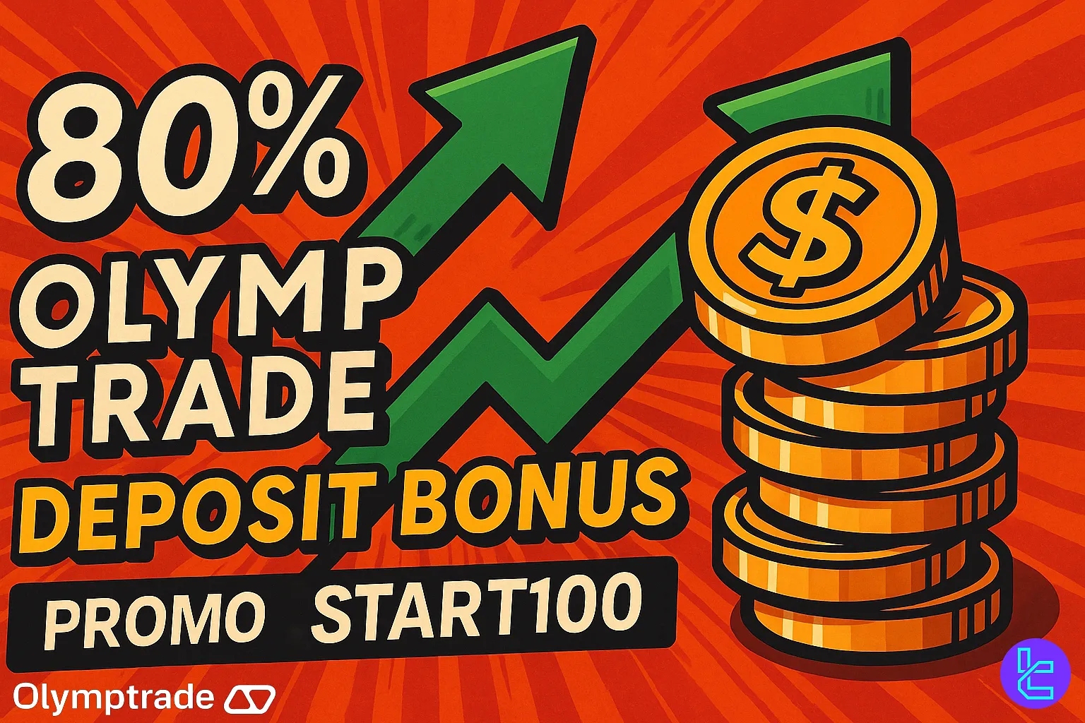 Olymp Trade 80% deposit bonus with START100 promo code
