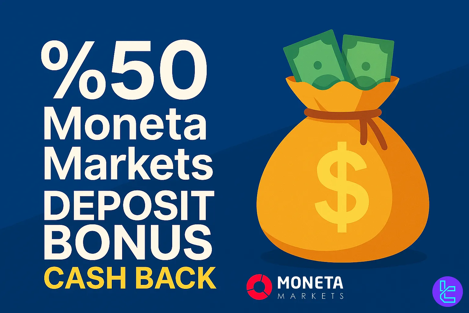 Moneta Markets %50 deposit bonus cashback promotion