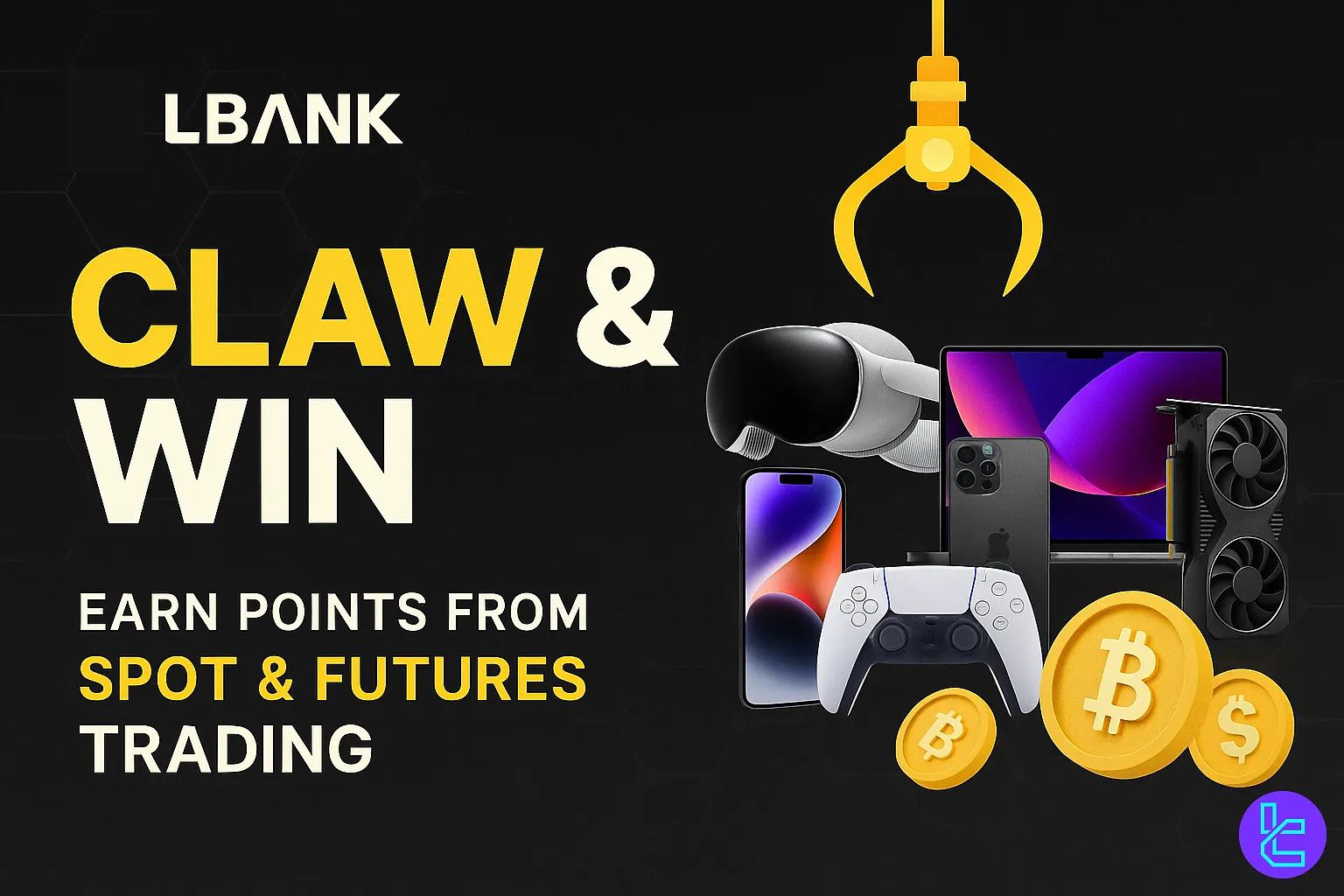 LBank trading event offering laptops, phones, and gaming gear