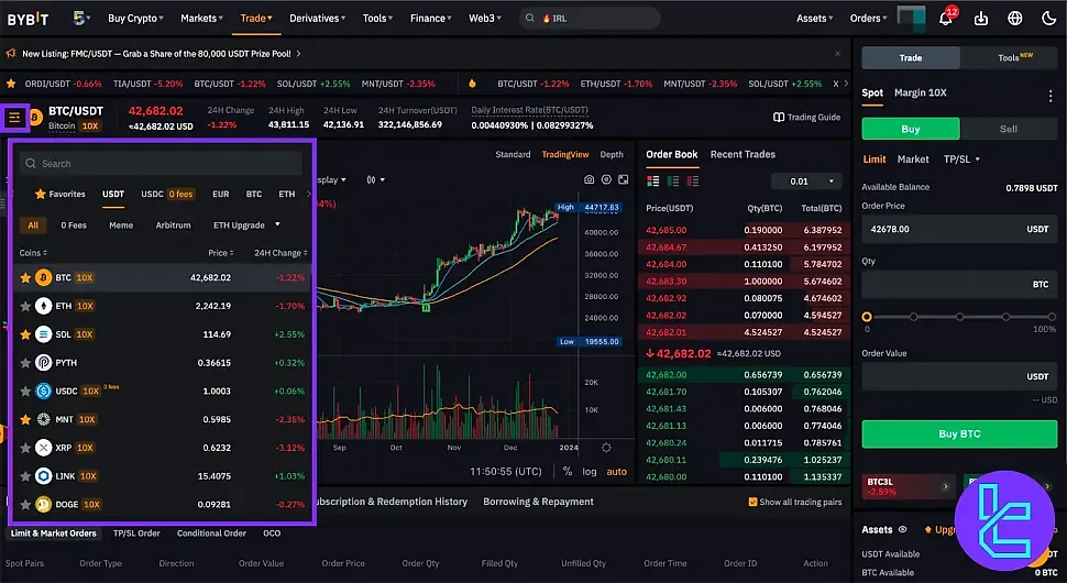 تب معاملات اسپات در صرافی بای بیت