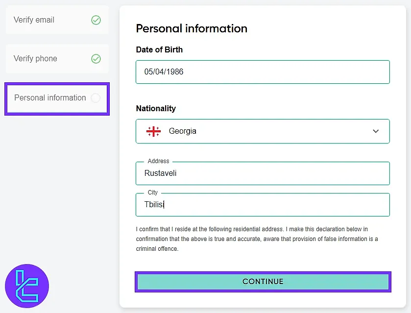 Equiti personal information form